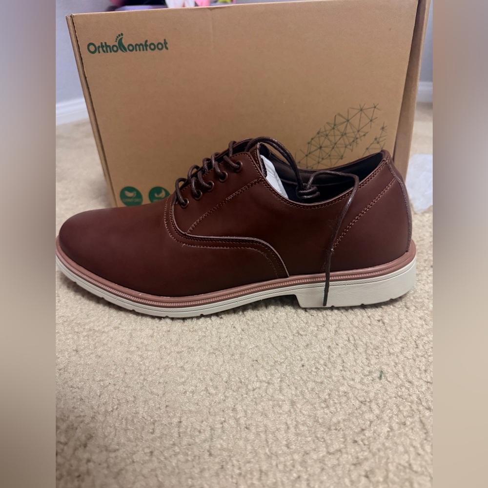 New-Orthopedic Leather Dress Shoes: Arch Support Plantar Fasciitis Walking - Picture 11 of 12